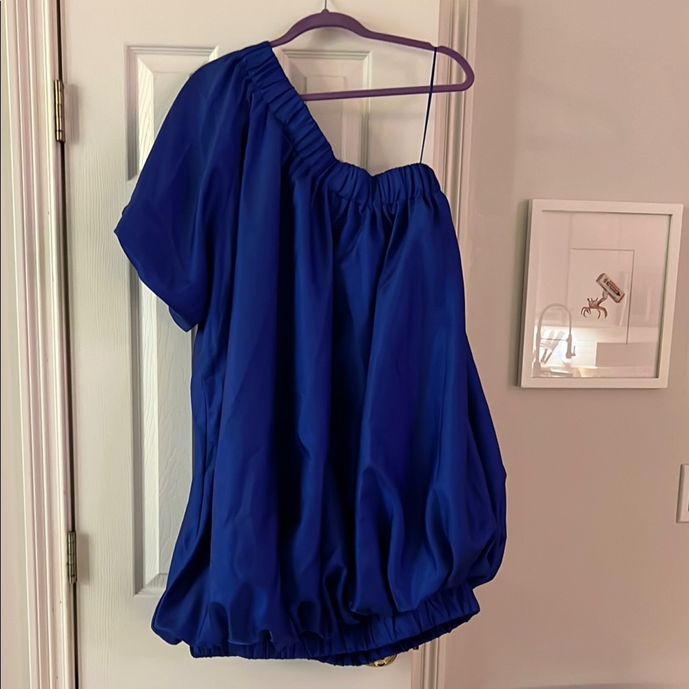 Sunday in Brooklyn One Shoulder Dress - Royal Blue - Picture 6 of 6